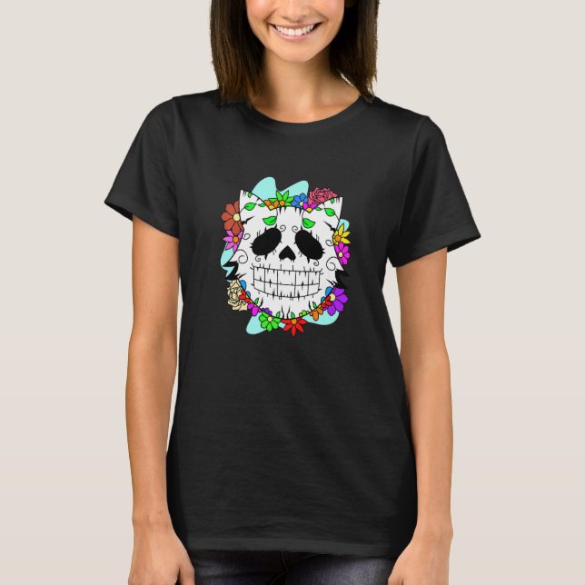 T-shirt Fête mexicaine des chats de fleurs de Dead Dia De  (Devant)