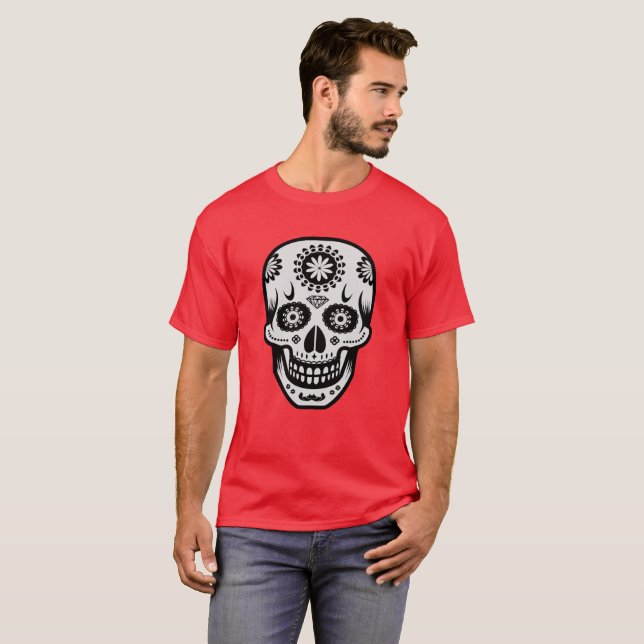 T-shirt Fête mexicaine du crâne de sucre mort (Devant entier)