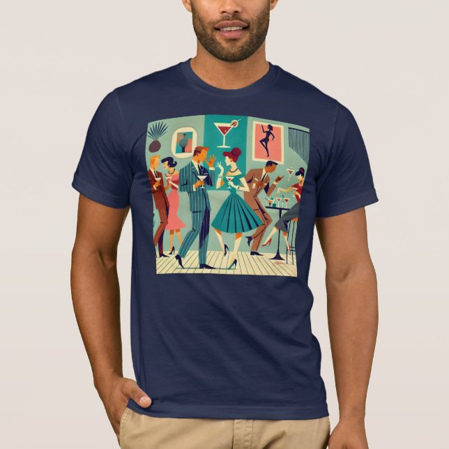 T-shirt Fête Mid Century Modern La Danse du Martini (Devant)