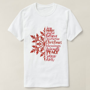 T-shirt fête Noël snowflake mot art