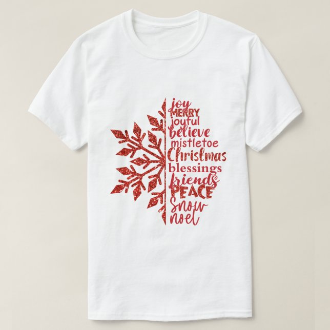 T-shirt fête Noël snowflake mot art (Design devant)