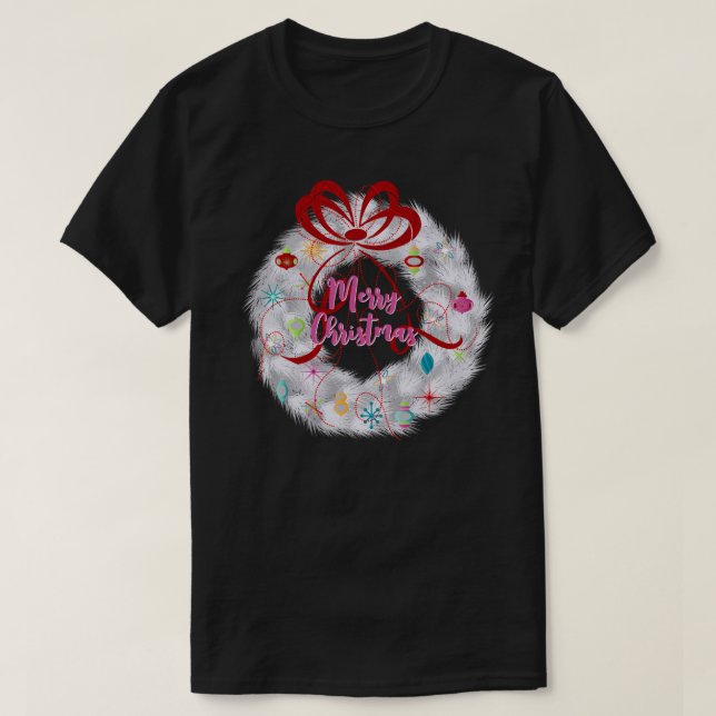 T-shirt Fête rétro en aluminium Wreath (Design devant)