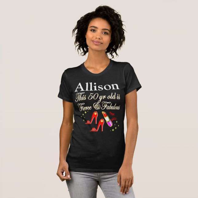 T-SHIRT FÊTE ROUGE ET FABULEUX 50E ANNIVERSAIRE CONCEPTION (Devant entier)