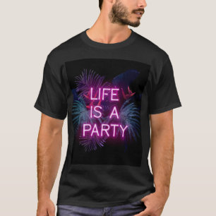 T-shirt Fête tropicale, feuilles de néon de palme.