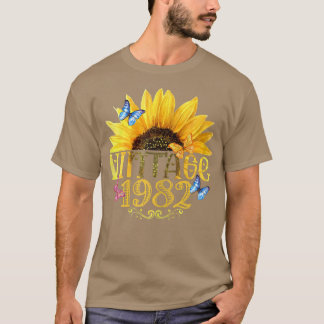 T-shirt Fête Vintage 1982 Tournesol Floral Butterfly Fun