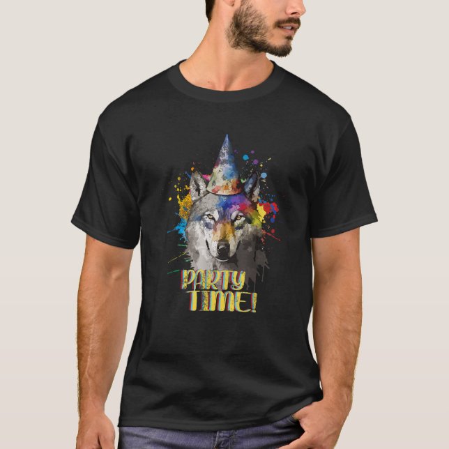 T-shirt Fête Wolf Anniversaire Thème Célébration Wolves Lo (Devant)