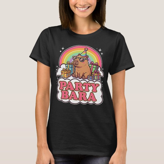 T-shirt FêteBara Capybara Mignon Arc-en-ciel (Devant)