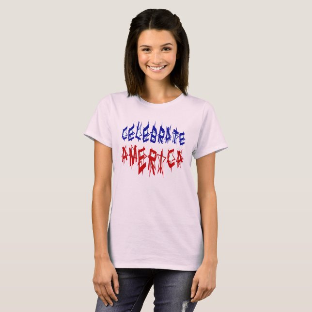 T-shirt Fêter l'Amérique Drapeau Devis Design Femmes (Devant entier)