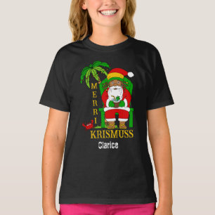 T-shirt Fêtes de Noël de Rasta Santa Claus en Jamaïque