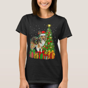 T-shirt Fêtes de Noël Lumières Père Noël Shelter Dog Chris