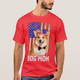 T-shirt Fêtes Drôle Corgi Chien Maman USA Drapeau Fête des