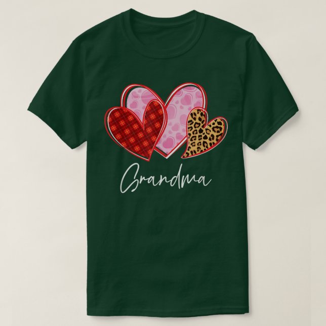 T-shirt Fêtes Léopard Plaid Coeur Grand-mère Saint-Valenti (Design devant)
