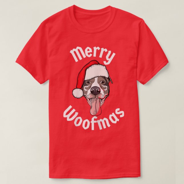 T-shirt Fêtes Noël Joyeux Woofmas Drôle chien de Noël (Design devant)
