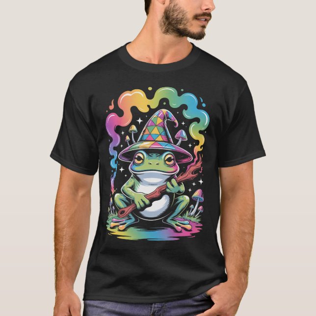 T-shirt Fêteur de dj Edm Champignon de Sorcier Grenouille  (Devant)