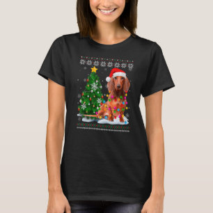 T-shirt Feu d'arbre de Noël Dachshund Chien moche