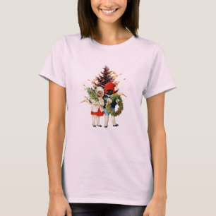 T-shirt Feu d'arbre de Noël des chats vintages