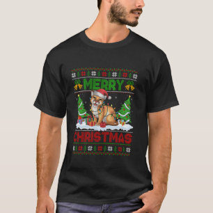 T-shirt Feu d'arbre de Noël Laid Père Noël Cougar Noël