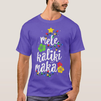 T-shirt Feu d'arbre de Noël Mele Kalikimaka Tropical Hawa