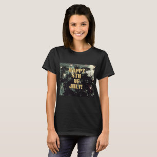 T-shirt Feu d'artifice 13 4 juillet femme chemise noire