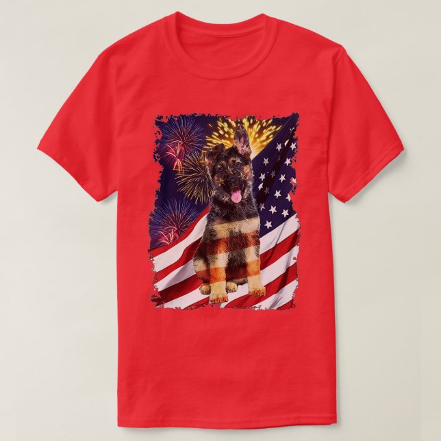 T-shirt Feu d'artifice allemand Shepherd américain - (Design devant)