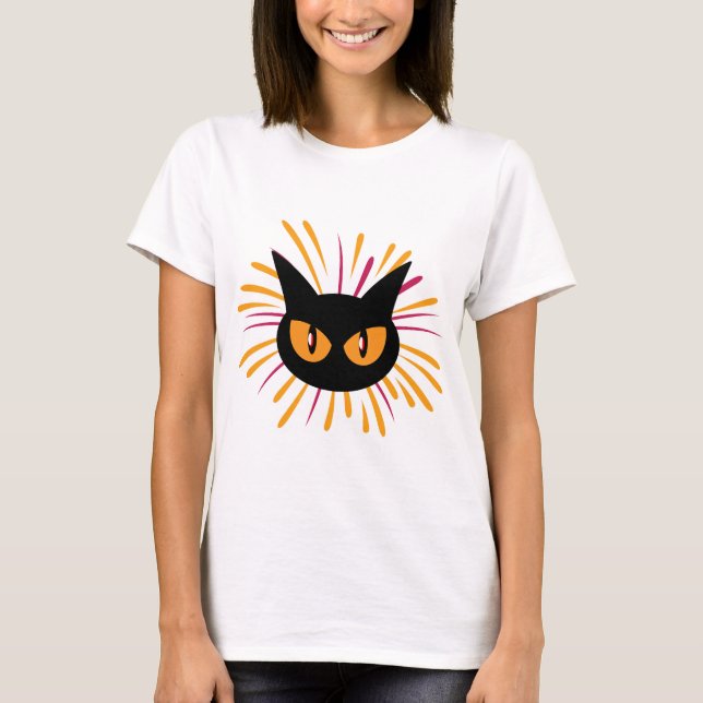 T-shirt Feu d'artifice de chat noir (Devant)