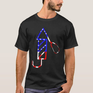 T-shirt Feu d'artifice de stéthoscope 4 juillet Drapeau am