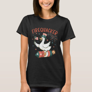 T-shirt Feu d'artifice drôle de l'oie de Quacker du 4 juil