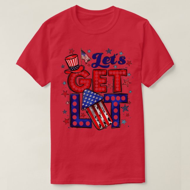 T-shirt Feu d'artifice lumineux American Patriotic Quart O (Design devant)