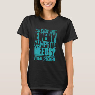 T-shirt Feu de camp amusant Camping et poulet frit
