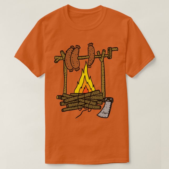 T-shirt feu de camp cosy fait griller les saucisses allema (Design devant)