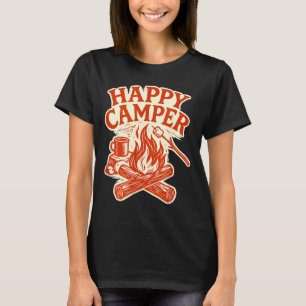 T-shirt Feu de camp de campeur heureux café de camping vin