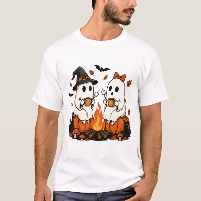 T-shirt Feu de camp fantôme Halloween (Devant)