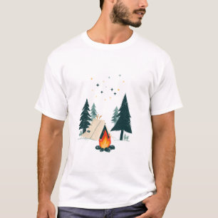 T-shirt Feu de camp sous un ciel nocturne étoilé