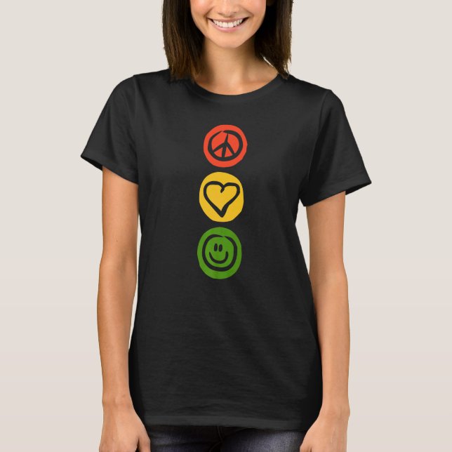 T-shirt Feu de circulation avec des signes d'amour et de b (Devant)