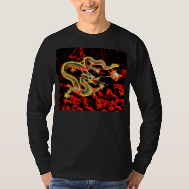 T-shirt Feu de dragon oriental sur Lucky Energy (Devant)