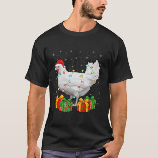 T-shirt Feu de Noël de l'Amant de poulet Lumières Santa Ha