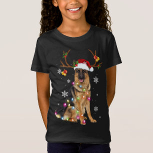 T-Shirt Feu de Noël du berger allemand Reindeer