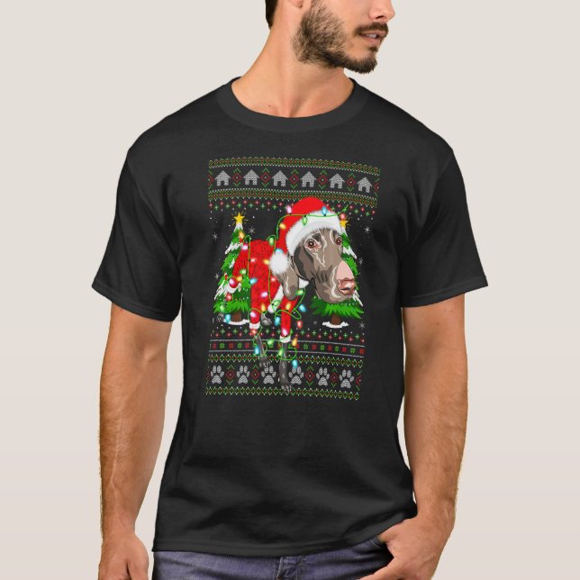 T-shirt Feu de Noël Éclairage Père Noël laide Allemand à c (Devant)