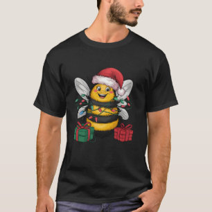 T-shirt Feu de Noël Éclairage Santa Chapeau Bumble Bee Noë