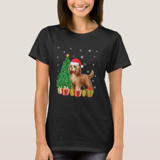 T-shirt Feu de Noël Éclairage Santa Chapeau Cockapoo Chien