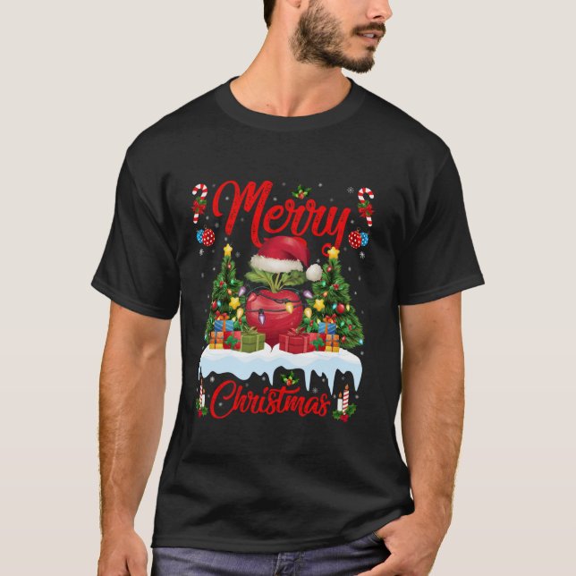 T-shirt Feu de Noël Éclairage Santa Hat Beet Noël T (Devant)