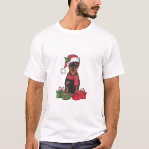 T-shirt Feu de Noël Feu de Noël Doberman Chien Noël _3