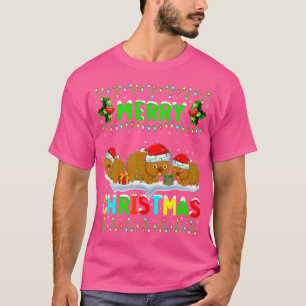 T-shirt Feu de Noël Wombat Éclairage Santa Chapeau Joyeux