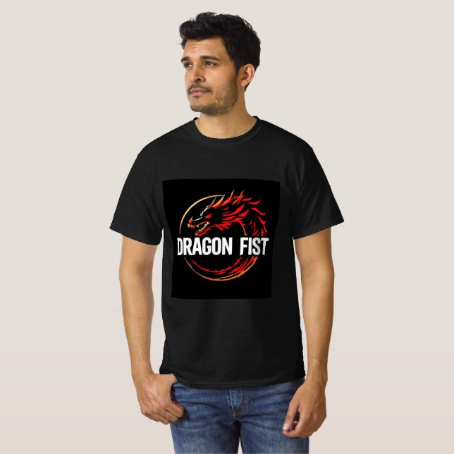 T-shirt Feu de poing de dragon en or (Devant entier)