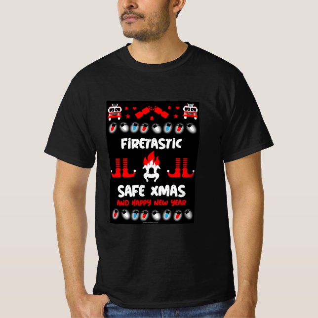 T-shirt Feu de pompier laide xmas (Devant)