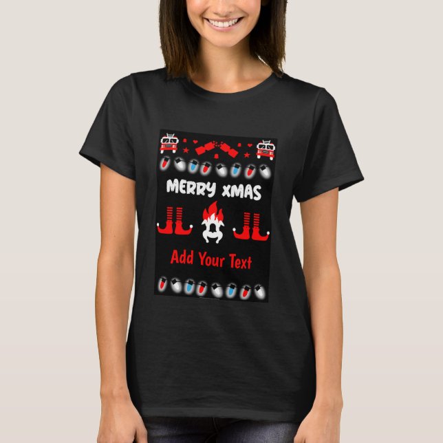 T-shirt Feu de pompier laide xmas (Devant)