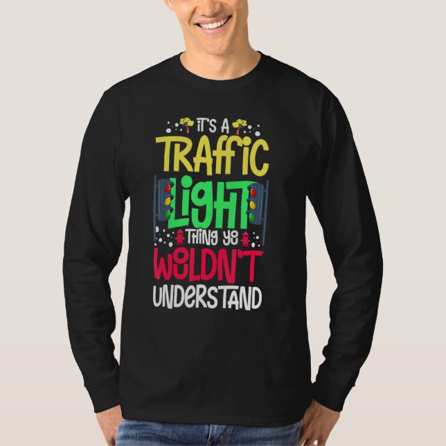 T-shirt Feu de signalisation vert jaune rouge arrêt feu tr (Devant)