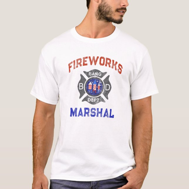 T-shirt FEU Drôle MARSHAL Firefighter America Fire C (Devant)