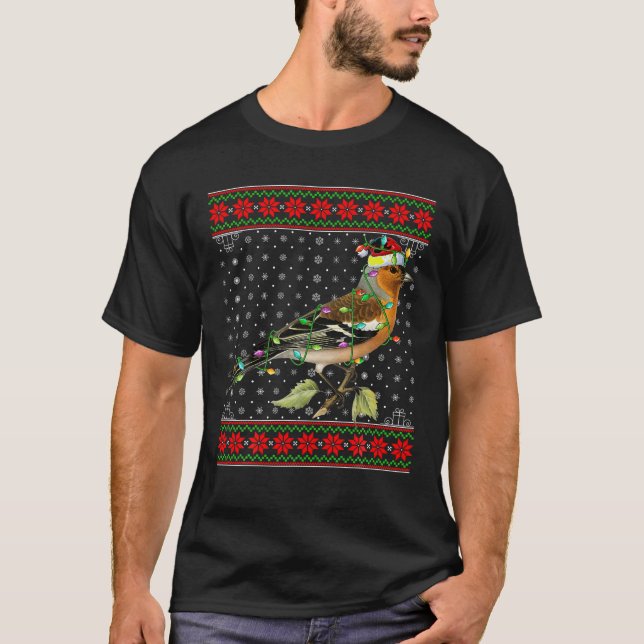 T-shirt Feu Oiseau lumières de Noël Doux moche Père Noël W (Devant)