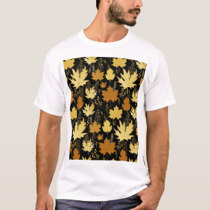 T-shirt Feuillage doré, motif vintage sans couture.
